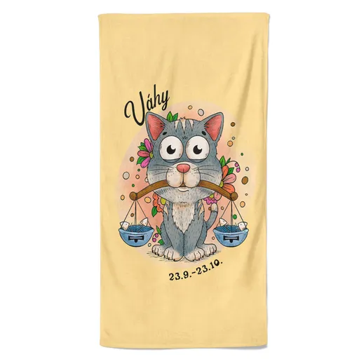 Osuška Kočičí znamení – váhy (Velikost osušky: 70x140cm)