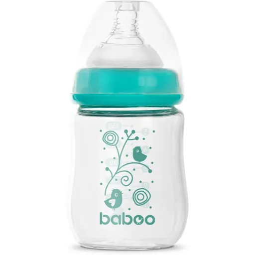 Baboo Anti-colic Glass Feeding Bottle Wide Neck skleněná kojenecká láhev 0m+ 150 ml