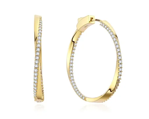 MOISS Moderní pozlacené kruhy s čirými zirkony E0004970