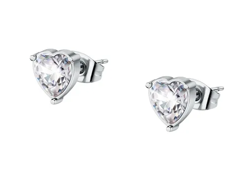 La Petite Story Třpytivé ocelové náušnice Srdce s krystalem LPS01AYQ121