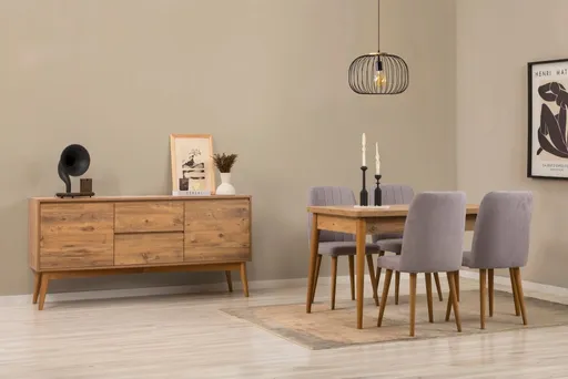 Set s rozkládacím stolem, židlemi a konzolou (6 kusů) Vina 01 0701 - Atlantic Pine, Grey