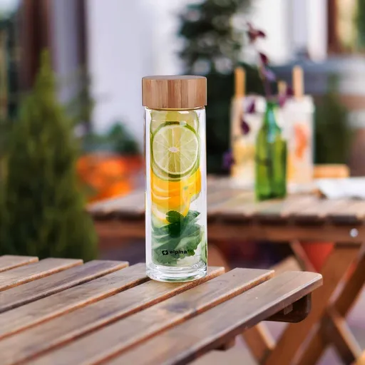 Skleněná láhev s dvojitou stěnou a sítkem, 450 ml