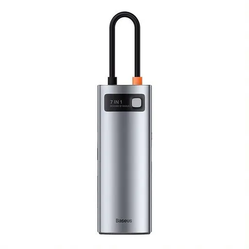 Baseus Metal Gleam Series 7v1 HUB Type-C (USB-C PD 100W, USB-C, 2* USB 3.0, HDMI, SD TF port) šedá