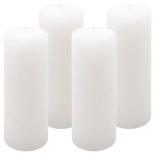 Bílá parafínová svíčka rustikální 20 cm, 90 h, sada 4 ks