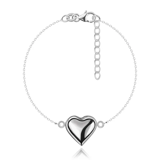 Řetízek na ruku ze stříbra 925 - velké vypouklé srdíčko