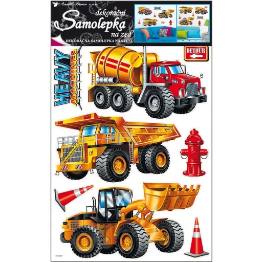 Samolepky na zeď stavební stroje 60x42cm