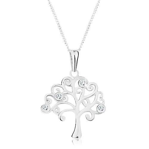 Stříbrný 925 náhrdelník, řetízek a přívěsek - strom života zdobený zirkony