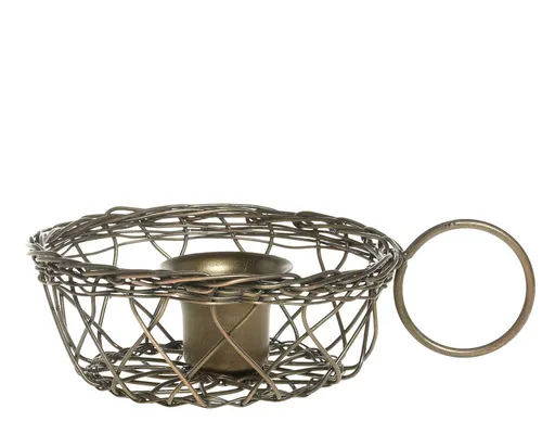 Mosazný antik drátěný svícen na úzkou svíčku Til - 10*5 cm Chic Antique