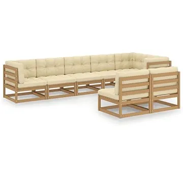 8dílná zahradní sedací souprava s poduškami masivní borovice, 3076667 (3076667)