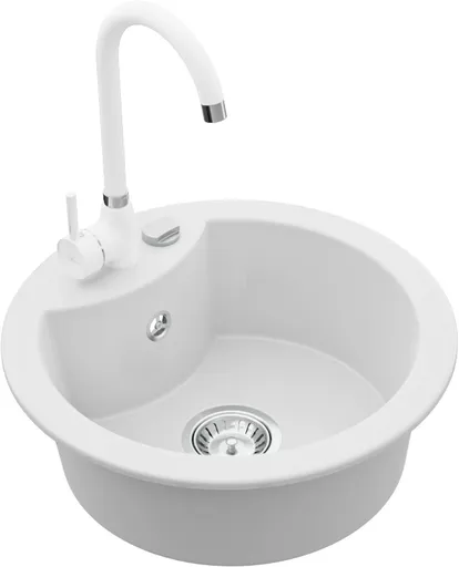 MEXEN/S Diego granitový dřez 1-miska včetně baterie Telma, bílá 6512-20-670200-20