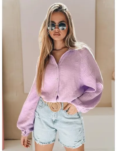 Dámská oversize košile z mušelínu MUSLINEA borůvková