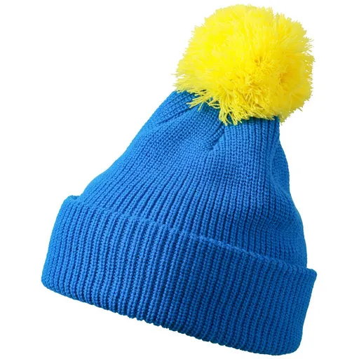 Myrtle Beach (Daiber) Zimní čepice s bambulí MB7967 - Azurová / žlutá | uni