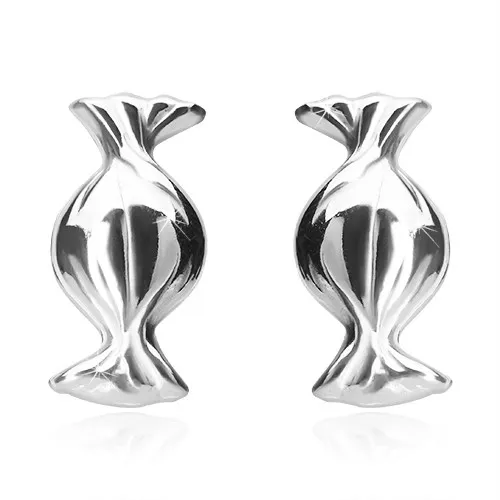 Stříbrné náušnice 925 - oblý bonbon se zářezy, puzetové zapínání