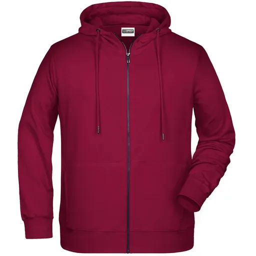 James & Nicholson (Daiber) Pánská mikina na zip z biobavlny 8026 - Vínová | XL