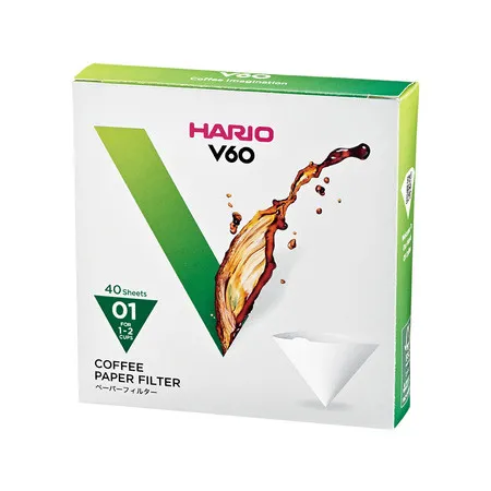 Papírové filtry Hario V60-01 40 ks, bílé (VCF-01-40W)