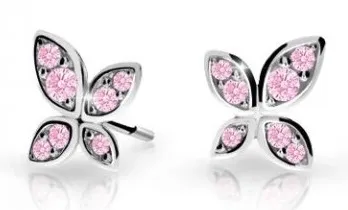Cutie Jewellery Dětské náušnice z bílého zlata Motýlci C2259-30-X-2 růžová