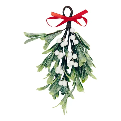 X-MAS Větvička jmelí se třpytkami k zavěšení 30 cm