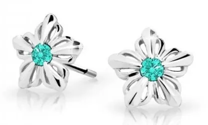 Cutie Jewellery Dětské kytičkové náušnice z bílého zlata C2238-30-X-2 světle zelená