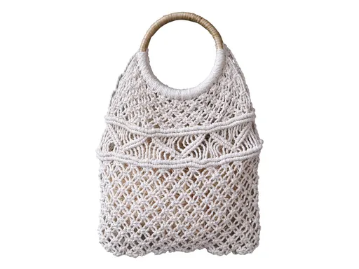 Drhaná síťovaná taška s ratanovou rukojetí Mesh - 38*43 cm Chic Antique