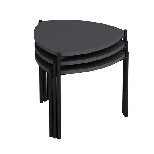 Sada odkládacích stolků Lenny Anthracite, 3 ks
