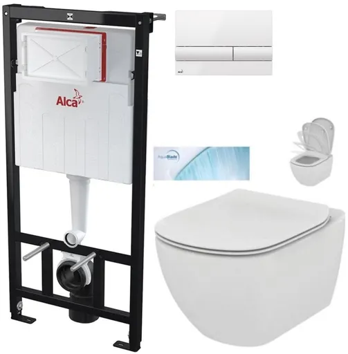 Předstěnový instalační systém s bílým tlačítkem M1710 + WC Ideal Standard Tesi se sedátkem SoftClose, AquaBlade  AM101/1120 M1710 TE1