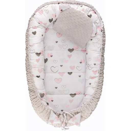 Bomimi Harmo Hnízdečko s polštářkem minky, srdíčka šedá