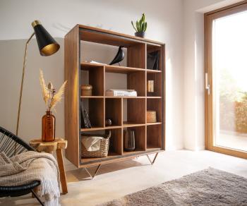 Skříň Stonegrace 120x150 akácie přírodní 12 přihrádek kamenná