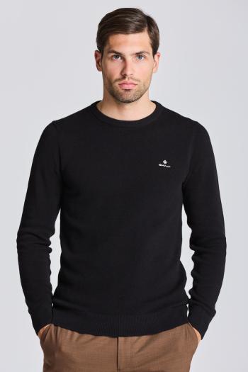 SVETR GANT COTTON PIQUE C-NECK BLACK