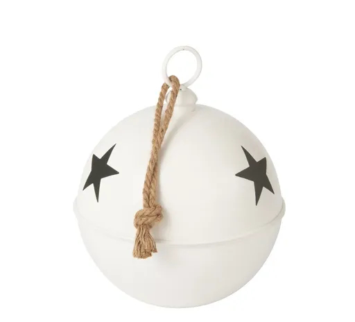 Bílá závěsná kovová ozdoba rolnička Baub Xmas M - Ø 30*42 cm J-Line by Jolipa