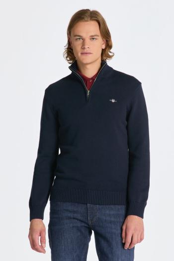 SVETR GANT CASUAL COTTON HALFZIP EVENING BLUE