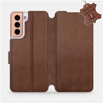 Flip pouzdro na mobil Samsung Galaxy S21 5G - Hnědé - kožené -  Brown Leather (5903516617005)