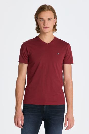 TRIČKO GANT SLIM SHIELD V-NECK T-SHIRT PLUMPED RED