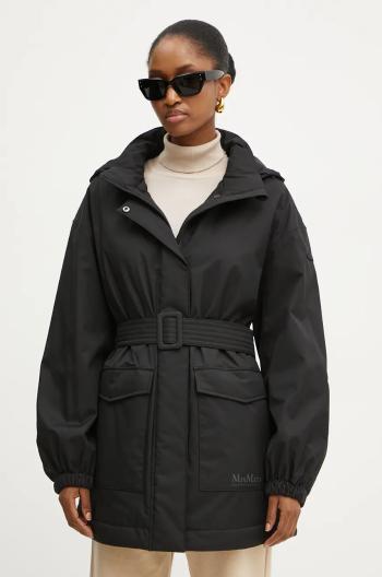 Bunda Max Mara Leisure dámská, černá barva, přechodná, oversize, 2426486018600