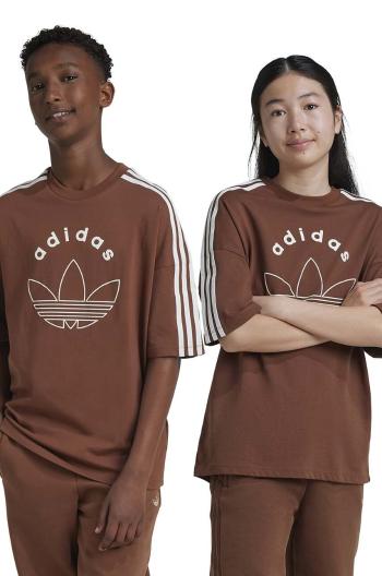 Dětské bavlněné tričko adidas Originals TEE hnědá barva, s aplikací, IY9543