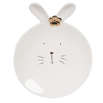 Bílý porcelánový dezertní talířek ve tvaru králíčka Rabbit - Ø 15* 19 *5 cm 6CE1676