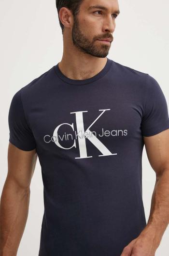 Bavlněné tričko Calvin Klein Jeans tmavomodrá barva, s potiskem, J30J320935