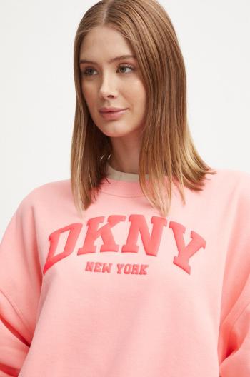 Mikina Dkny dámská, růžová barva, s aplikací, DP4T9944