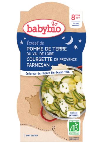 BABYBIO Příkrm brambory s cuketou, creme fraiche a parmezánem 2x 200 g