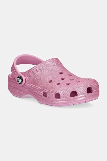 Dětské pantofle Crocs CLASSIC GLITTER CLOG růžová barva, 206993