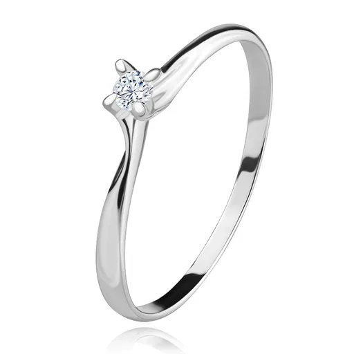 Zlatý prsten 585 - třpytivý čirý zirkon ve čtyřcípém kotlíku, bílé zlato - Velikost: 59