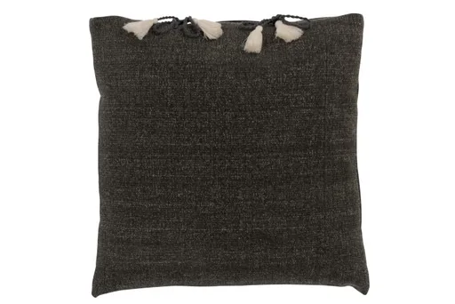 Tmavě šedý polštář se střapci Charline - 45*45 cm 3155