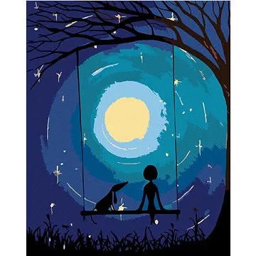 Malování podle čísel - Na houpačce pod měsícem (HRAmal00635nad)
