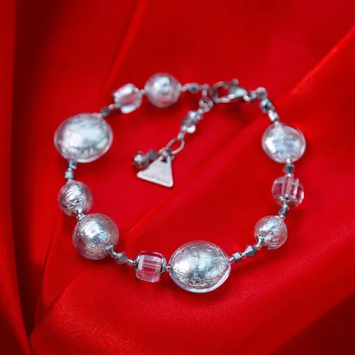 Lampglas Náramek Silver Mother of Pearl s ryzím stříbrem v perlách Lampglas BBO5