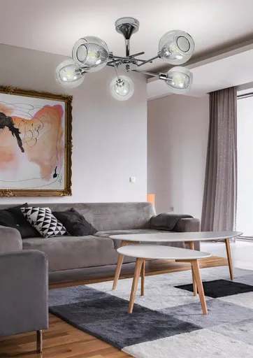 Stropní lampa Ozzo s chromovým lustrem