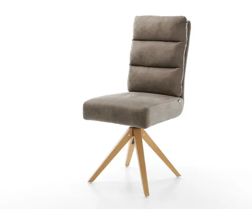 Otočná židle Pela-Flex taupe vintage mikrovlákno dřevěná podnož