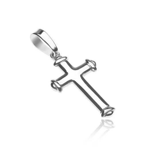 Stříbrný přívěsek 925 - křížek s obručí na cípech
