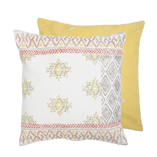 Žlutý povlak na polštář s ornamenty - 50*50 cm Clayre & Eef