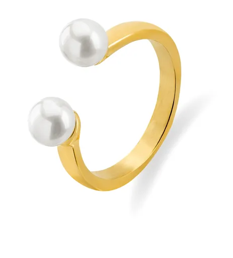 Troli Otevřený pozlacený prsten s pravými perlami VAAXA357G