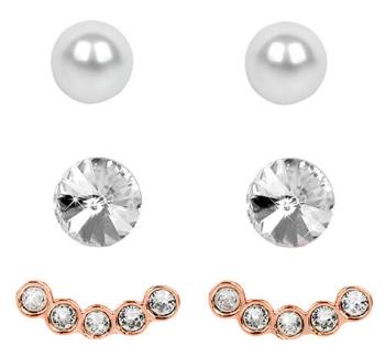 Levien Set Cercei Ear Cuff 4 in 1 Rose Gold Crystal White