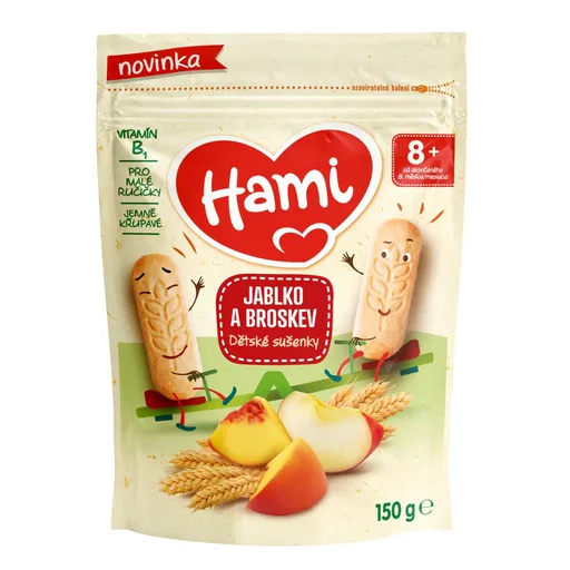 Hami Dětské sušenky jablko a broskev 8m+ 150 g